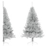 Demi sapin de Noël artificiel avec support argenté 180 cm PET 