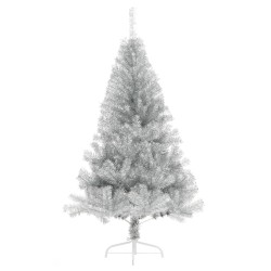 Demi sapin de Noël artificiel avec support argenté 180 cm PET 