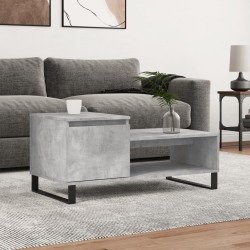 Table basse Gris béton 100x50x45 cm Bois d'ingénierie 