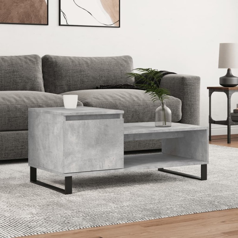 Table basse Gris béton 100x50x45 cm Bois d'ingénierie Table basse Gris béton 100x50x45 cm Bois d'ingénierie