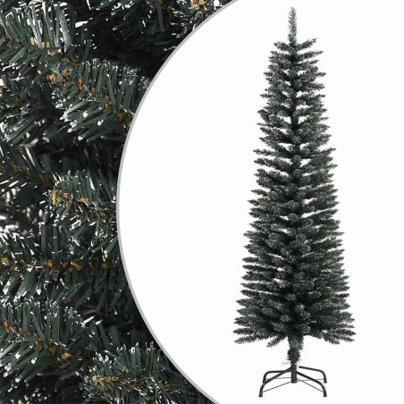 Sapin de Noël artificiel mince avec support Vert 150 cm PVC 