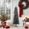 Sapin de Noël artificiel mince avec support Vert 150 cm PVC 