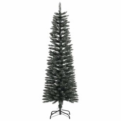 Sapin de Noël artificiel mince avec support Vert 150 cm PVC 
