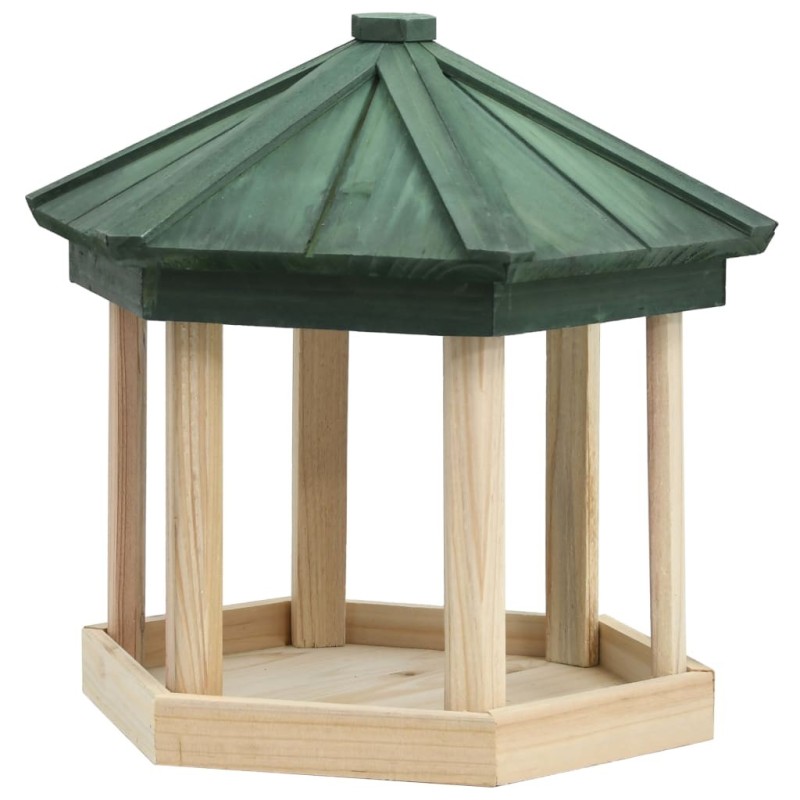 Mangeoire à oiseaux Octogone Bois de sapin 33x30 cm 