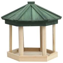Mangeoire à oiseaux Octogone Bois de sapin 33x30 cm 