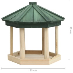 Mangeoire à oiseaux Octogone Bois de sapin 33x30 cm 