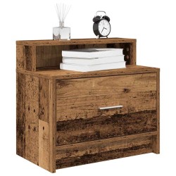 Table de chevet avec tiroir vieux bois 51x31x47 cm 