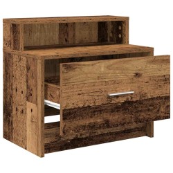 Table de chevet avec tiroir vieux bois 51x31x47 cm 