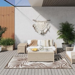 Tapis d'extérieur marron et blanc 100x200 cm design réversible 