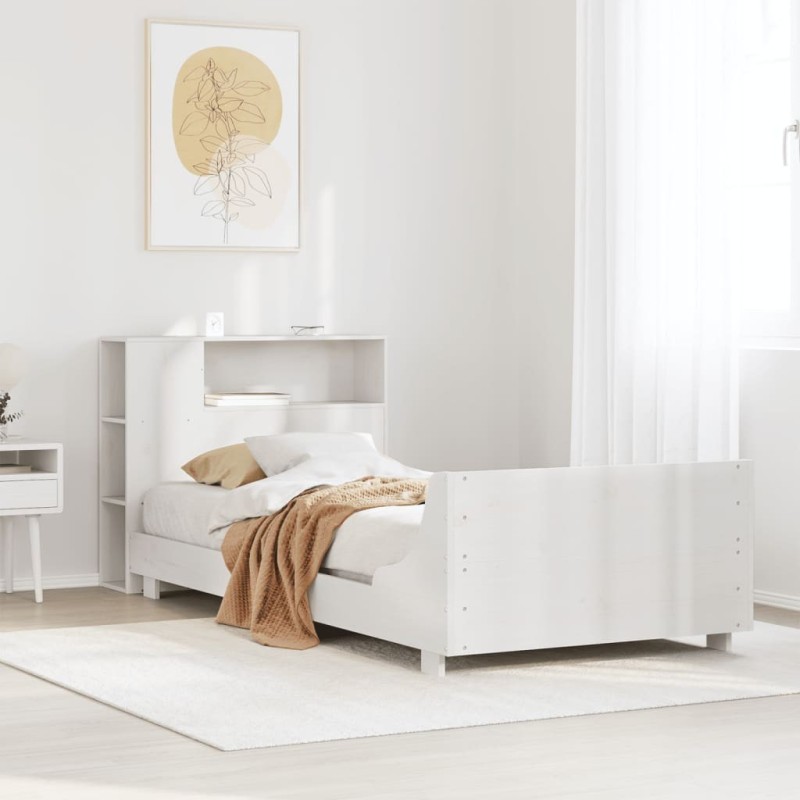 Cadre de lit sans matelas blanc 90x200 cm bois de pin massif 