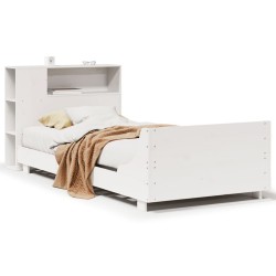 Cadre de lit sans matelas blanc 90x200 cm bois de pin massif 