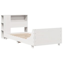 Cadre de lit sans matelas blanc 90x200 cm bois de pin massif 