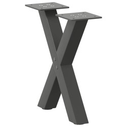 Pieds de table basse en forme de X, 2 pièces, anthracite, 40 x (30-31) cm, acier 