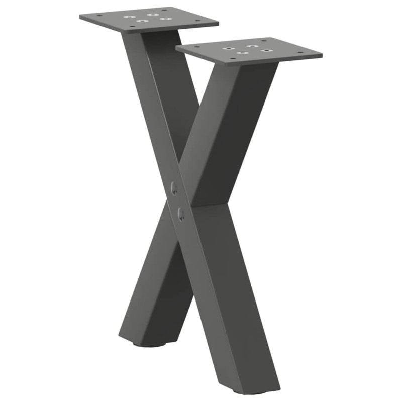 Pieds de table basse en forme de X, 2 pièces, anthracite, 40 x (30-31) cm, acier 