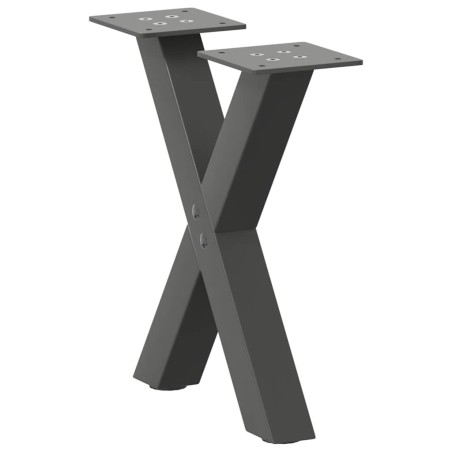 Pieds de table basse en forme de X, 2 pièces, anthracite, 40 x (30-31) cm, acier 