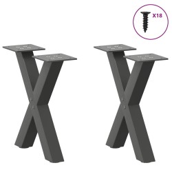 Pieds de table basse en forme de X, 2 pièces, anthracite, 40 x (30-31) cm, acier 