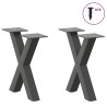 Pieds de table basse en forme de X, 2 pièces, anthracite, 40 x (30-31) cm, acier 