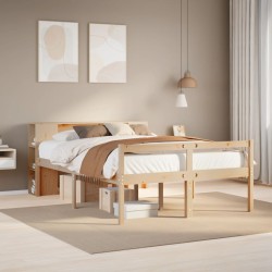 Lit bibliothèque sans matelas 120x190 cm bois de pin massif 