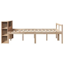 Lit bibliothèque sans matelas 120x190 cm bois de pin massif 