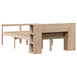 Lit bibliothèque sans matelas 120x190 cm bois de pin massif 