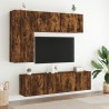 Unités murales TV 5 pcs chêne fumé bois d'ingénierie 