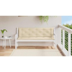 Coussin de banc de jardin beige 150x(50+50)x7 cm tissu oxford 