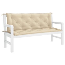 Coussin de banc de jardin beige 150x(50+50)x7 cm tissu oxford 