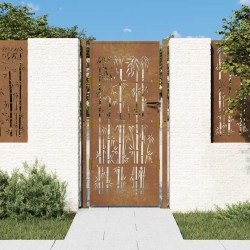 Portail de jardin 105x180 cm acier corten design de bambou 