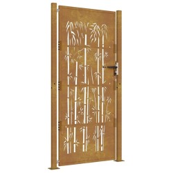 Portail de jardin 105x180 cm acier corten design de bambou 