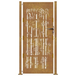 Portail de jardin 105x180 cm acier corten design de bambou 