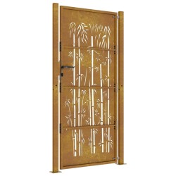 Portail de jardin 105x180 cm acier corten design de bambou 