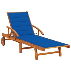 Chaise longue de jardin avec coussin Bois d'acacia solide 