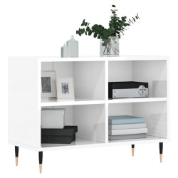 Meuble TV blanc brillant 69,5 x 30 x 50 cm bois d'ingénierie 