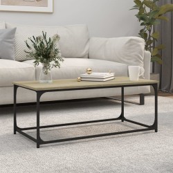 Table basse Chêne sonoma 102x50x40 cm Bois d'ingénierie et fer 