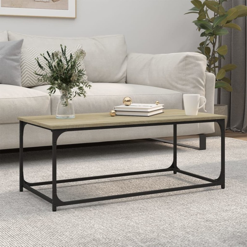 Table basse Chêne sonoma 102x50x40 cm Bois d'ingénierie et fer Table basse Chêne sonoma 102x50x40 cm Bois d'ingénierie et fer
