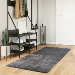 Tapis HUARTE à poils courts doux et lavable anthracite 80x200cm 