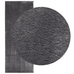 Tapis HUARTE à poils courts doux et lavable anthracite 80x200cm 