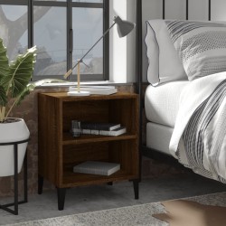 Tables de chevet pieds en métal 2 pcs chêne marron 40x30x50 cm 