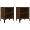 Tables de chevet pieds en métal 2 pcs chêne marron 40x30x50 cm 