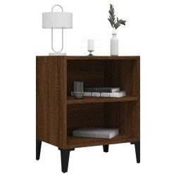 Tables de chevet pieds en métal 2 pcs chêne marron 40x30x50 cm 