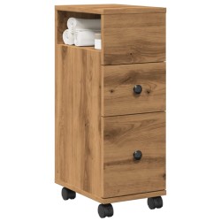 Meuble étroit de salle de bain à roulettes chêne artisanal 