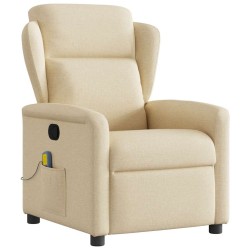 Fauteuil de massage inclinable Crème Tissu 