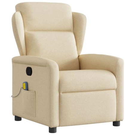 Fauteuil de massage inclinable Crème Tissu 