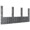 Panier de gabion en forme de U avec 4 poteaux Fer 380x20x200 cm 