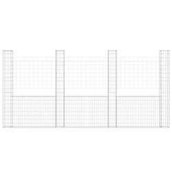 Panier de gabion en forme de U avec 4 poteaux Fer 380x20x200 cm 
