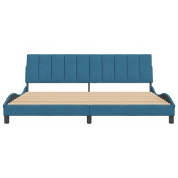 Cadre de lit sans matelas bleu 200x200 cm velours 