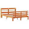 Cadre de lit et tête de lit sans matelas cire marron 135x190 cm 