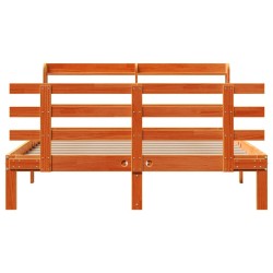Cadre de lit et tête de lit sans matelas cire marron 135x190 cm 