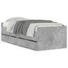 Cadre de lit avec tiroirs sans matelas gris béton 90x200 cm 