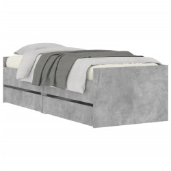Cadre de lit avec tiroirs sans matelas gris béton 90x200 cm 